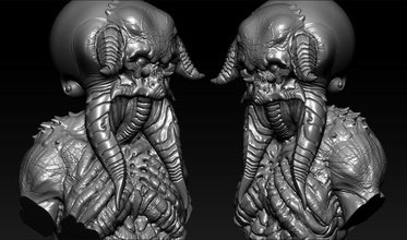 monster bust art hwstudio creature 3dprinting sculpture collector miniatures sci fi sculptures 3d print model - Mito3D