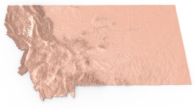 montana mapa em relevo a arte socorro o américa eua nacionais do estado mundo mapas united estados 3d impressora outros nós 3d print model - Mito3D