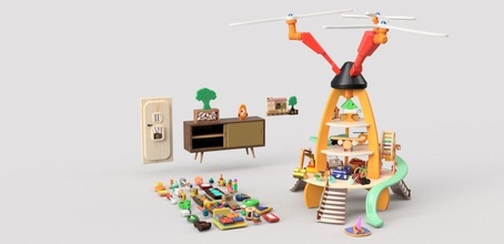 montessori realista interior niños aprendizaje juguetes arte juegos coche vehiculo mueble casa juego accesorios vivo habitación espacio moderno caja juguete 3d print model - Mito3D