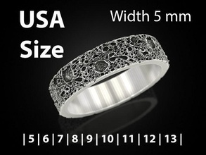 Luna crateri squillare 5 mm gioielleria Stampa 3dprinted stampabile anelli design gioiello d'oro oro prototipazione argento nozze motociclista annerimento struttura 3d print model - Mito3D