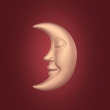Luna viso cartone animato stella icona simbolo testa mezzaluna cielo spazio dormire sognare pianeta lunare notte astronomia Stampa collana pendente smiley arte sculture 3d print model - Mito3D
