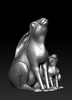 Luna guardare lepre bambino luna spirituale figurina ornamento animale segno zodiacale astrologia stl arte sculture 3d print model - Mito3D