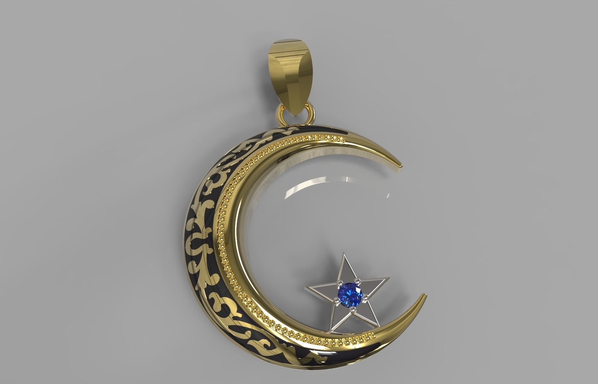 moon pendant musulman mars star gem games muslim arab islam iran gulf dubai islamic jewelry pendants jewel dhabi astronomy palestinian 3D print model - Mito3D