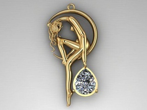 moon pendant gold luxury silver printable diamond ring platinum necklace flora furry golden spa shining flower beautiful gem print woman jewelry pendants 3d print model - Mito3D