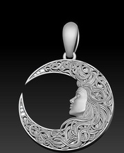 moon pendant 3d print model jewelry gold girl design luxury silver diamond ring pendants 3d print model - Mito3D