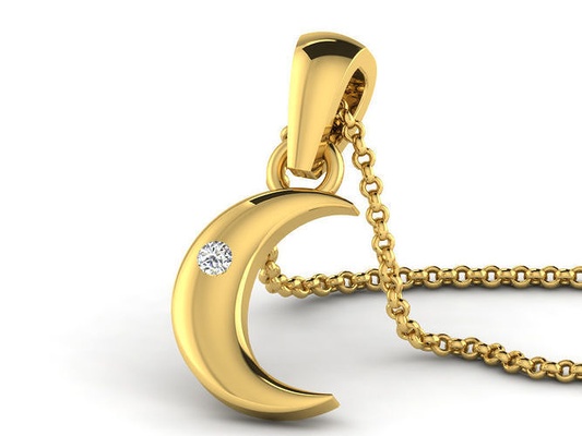 lune pendentif 3dm stl obj fbx rendre détails collier bijoux diamant argent or précieux imprimable bijou gemme engagement pendentifs cocarde femmes circulaire cocktail 3d print model - Mito3D