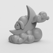 luna coniglio 3dprint stampabile stampa modanatura cast nube carina animale cartone animato arte creatività divertimento scultura sculture arredamento 3d print model - Mito3D