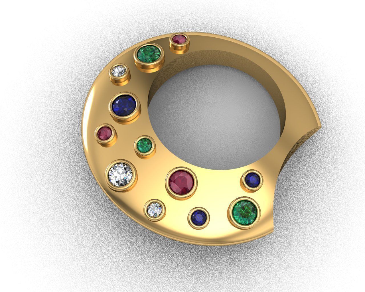 luna ring gioielli 3d modello anello le pietre vari modelli anelli 3D print model - Mito3D