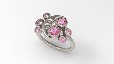 lune anneau or joyau de bijoux le diamant d'argent imprimable bague en la livre sterling l'anneau mariage l'engagement platine mode beauté gem l'espace engagem les anneaux 3d print model - Mito3D