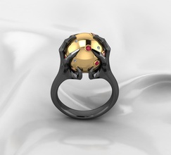 lua esfera anel diamante imprimível mão argolas joalheria 3d print model - Mito3D