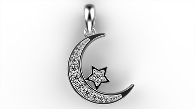 lune étoile pendentif bijoux étoiles gem or précieux pendentifs 3d print model - Mito3D