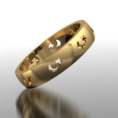 moon star ring rings jewelry gold silver jewel planet space astronomy science 3d print model - Mito3D