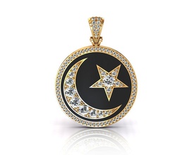 Ay Yıldız kolye takı altın Gümüş sterling mücevher platin parlak Safir ruby moda güzellik 3d print model - Mito3D