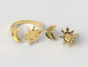 Luna sole squillare orecchini orecchino oro gioielleria argento stampabile moda adolescente mistico 3d Scarica giovane anelli simbolo 3d print model - Mito3D