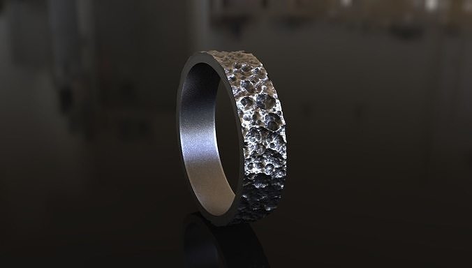 moon surface craters ring 5 mm 3d print model jewelry 3dprinted jewellery printable rings design jewel golden gold prototyping silver wedding biker blackening texture 3D print model - Mito3D