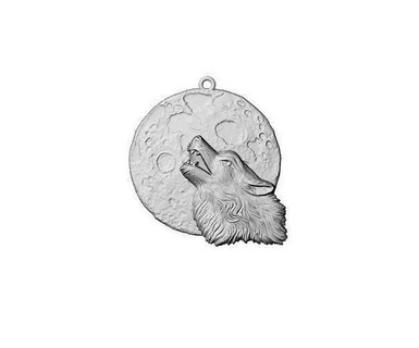 moon wolf art pendant symbol visuals jewelry pendants 3d print model - Mito3D