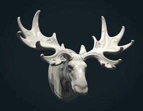 moose head sculpture figure mounted animal mammal beast elk statue deer art sculptures 3d print model - Mito3D