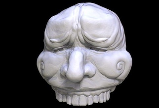 melancólico cabeza esculpir cara máscara triste Siniestro siniestro demonio criatura entidad alma espíritu oriental miniatura Arte esculturas 3d print model - Mito3D