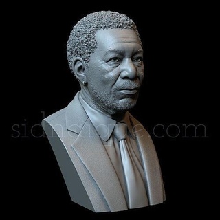 Morgan Özgür adam büst Vesika benzerlik gerçekçi 3d baskı 3dprinting heykel Sanat şekil vermek model Sidnaique heykeller 3d print model - Mito3D