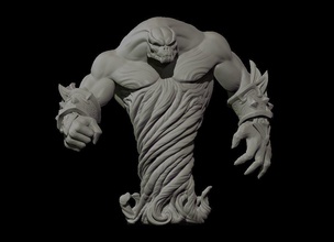 transformándose mordiendo guau escultura zbrush dota criatura monstruo demonio legión estatua fantasía ficticio mal agua arte esculturas 3d print model - Mito3D