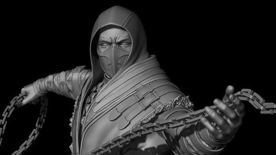 mortel kombat Scorpion bats Jeu personnage ninja crâne masque guerrier sculpture impression fantaisie art sculptures 3d print model - Mito3D