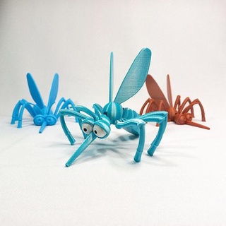 mosquito plastic bug eyes funtoy toy articulated flexi nosupports art 3d print model - Mito3D