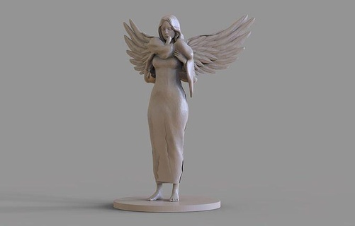 madre angelo scultura donna angeli Ali statua femmina bambino Nato amore arte sculture 3d print model - Mito3D