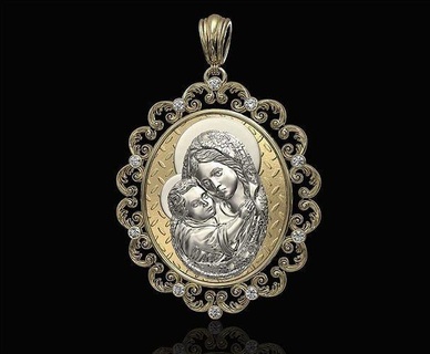 madre bambino pendente 3d Stampa modello design oro argento antico gioielleria Vintage ciondoli 3d print model - Mito3D