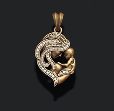 mère bébé pendentif gemmes ange bijoux sculpture prier Cupidon accessoires tête Jésus saint Marie mari maria l'amour art gemme diamant glacé glace pendentifs 3d print model - Mito3D