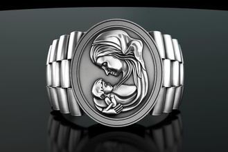 mother baby ring motherhood love day maternity beautiful oval head jewelry rings 3d print model - Mito3D