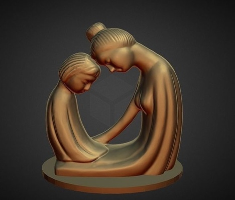 madre figlia consolante statua decorazione arte alce scansionato scultura casa arredamento 3d print model - Mito3D