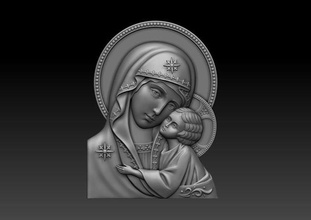 mother of god child 3 icon religion orthodox christian relief greek byzantine saint cnc artcam milling jewelry religiou object sacred panagia decoration holy art sculptures 3d print model - Mito3D