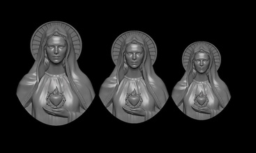 mother mary virgin pendant medallion relief god religious christian jewelry jewellery sculpture head art sculptures statue madre jesus religion pendants 3d print model - Mito3D