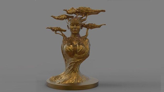 madre naturaleza busto escultura nirvana artemisa decoración estatua figura Dios mujer hembra madera árbol Arte esculturas 3d print model - Mito3D