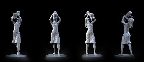 madre art la estatua de mármol estatuilla figura escultura piedra bebé las esculturas 3d print model - Mito3D