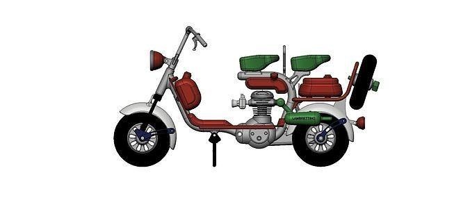 moto lambretta anni 50 wintage modello sopramobile motorcycle hobby diy automotive 3d print model - Mito3D