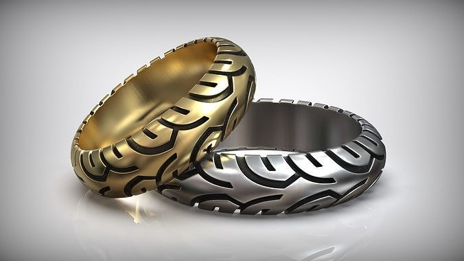 moto tire tread wedding ring motorcycle band motorbike motor cycle chopper harley tyre projection silver gold jewellery rings biker men brutal jewelry 3D print model - Mito3D