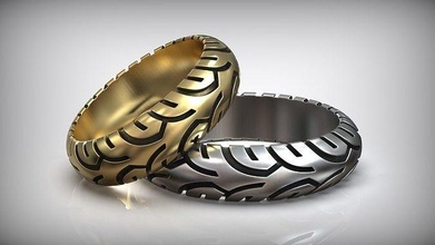 moto pneu piso casamento anel motocicleta banda motor ciclo helicóptero harley projeção prata ouro jóias argolas motociclista homens brutal joalheria 3d print model - Mito3D
