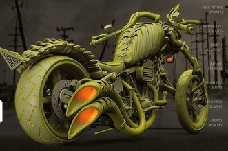 motorcycle skeleton animal spine cranium hobby diy automotive 3d print model - Mito3D