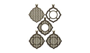 moucharabieh mandala pendentifs charmes boucles d'oreilles bijoux de la fleur or modèle classique imprimable d'argent orné traditionnel collier pendentif en arabe boucle d'oreille des mode arabique 3d print model - Mito3D