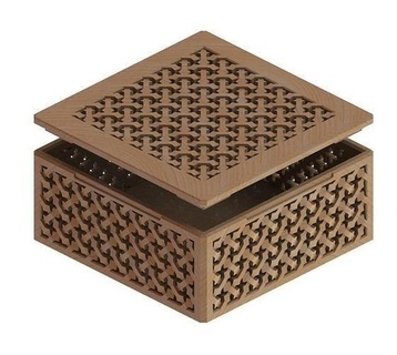 moucharabieh wood jewelry box carving moroccan handmade vintag printable ornamental gold sterling wooden coffer case cnc relif arabic pattern arabesque house decor 3d print model - Mito3D