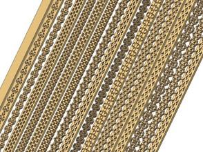 moucharabih pattern perforated strips panel band bracelet ring pendant earring lattice 3dpanel jewelry printable necklace jewellery gold ornament strip lace arabian moroccan moucharabieh 3d print model - Mito3D