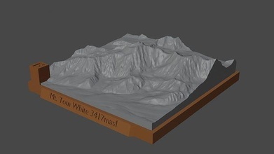 binmek Tom beyaz dağ manzara yanardağ arazi çevre doğa fotogrametri yükseklik dem Bilim 3d print model - Mito3D