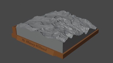 mount whitney mountain landscape volcano terrain environment nature photogrammetry elevation dem science 3d print model - Mito3D