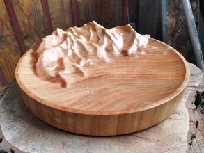 mountain plate cnc wood food nature mountains rustic wooden dish disc plato carved diner eat printable router machine house kitchen dining 3d print model - Mito3D