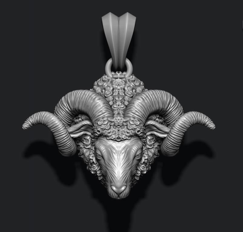 des moutons de montagne ram pendentif bijoux la nature d'argent chèvre viande mouton zodiaque horoscope vampa muflon les animaux compagnie corne sabot laine animal pied-de-coq le zoo collier bourru pendentifs 3D print model - Mito3D