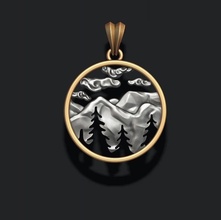mountains pendant plant forest flower leaf leaves wood nature jewelry sky tree skies gold medal art silver jewel award everest mount kilimanjaro pendants 3d print model - Mito3D