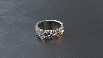 le montagne gioielli disco di platino oro argento metall brutale 925 mountain anello anelli 3d print model - Mito3D