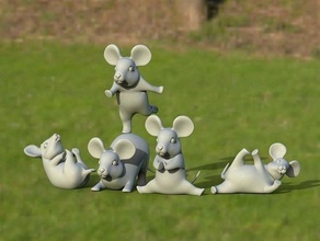 mouse group of mice on grassy field rat animal sculpture art sport fitness yoga sculptures 3d print model - Mito3D