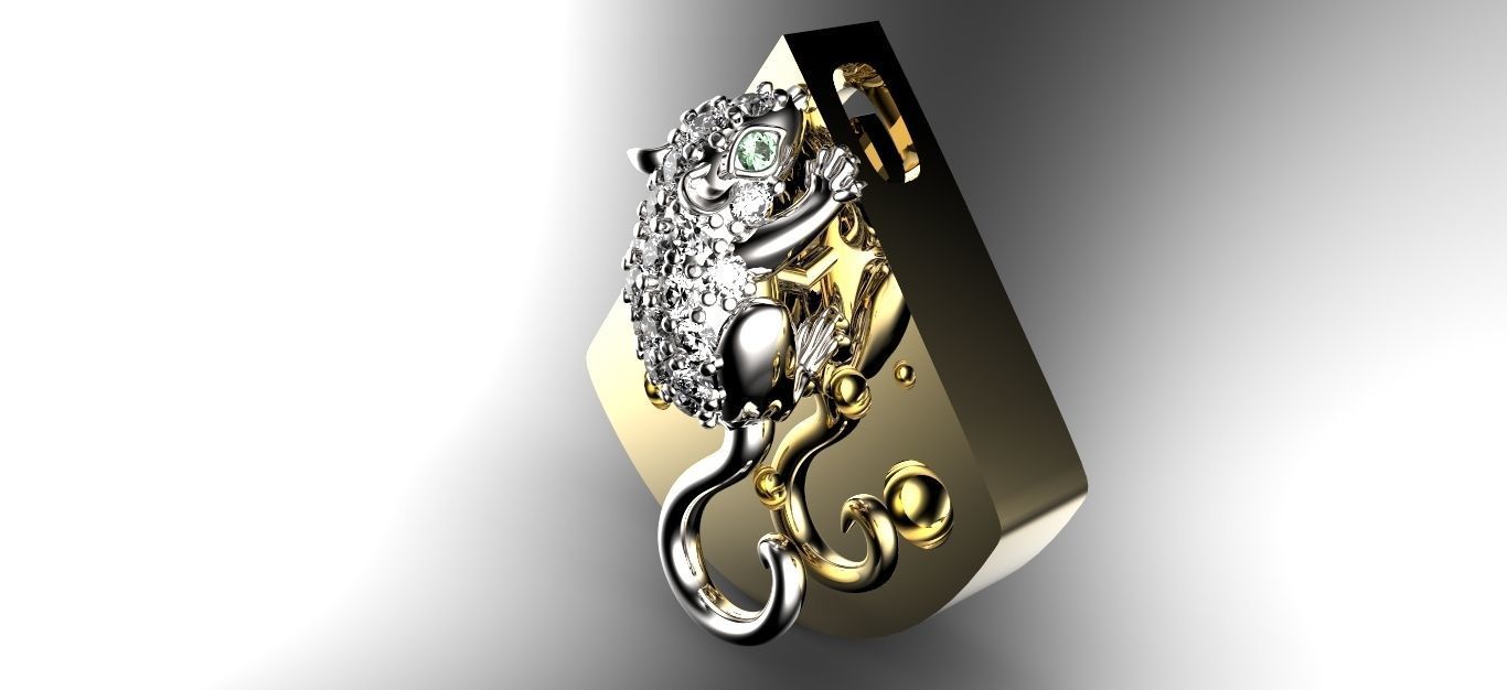 mouse cheese pendant diamond stones animal printable gem new year jewelry pendants 3D print model - Mito3D